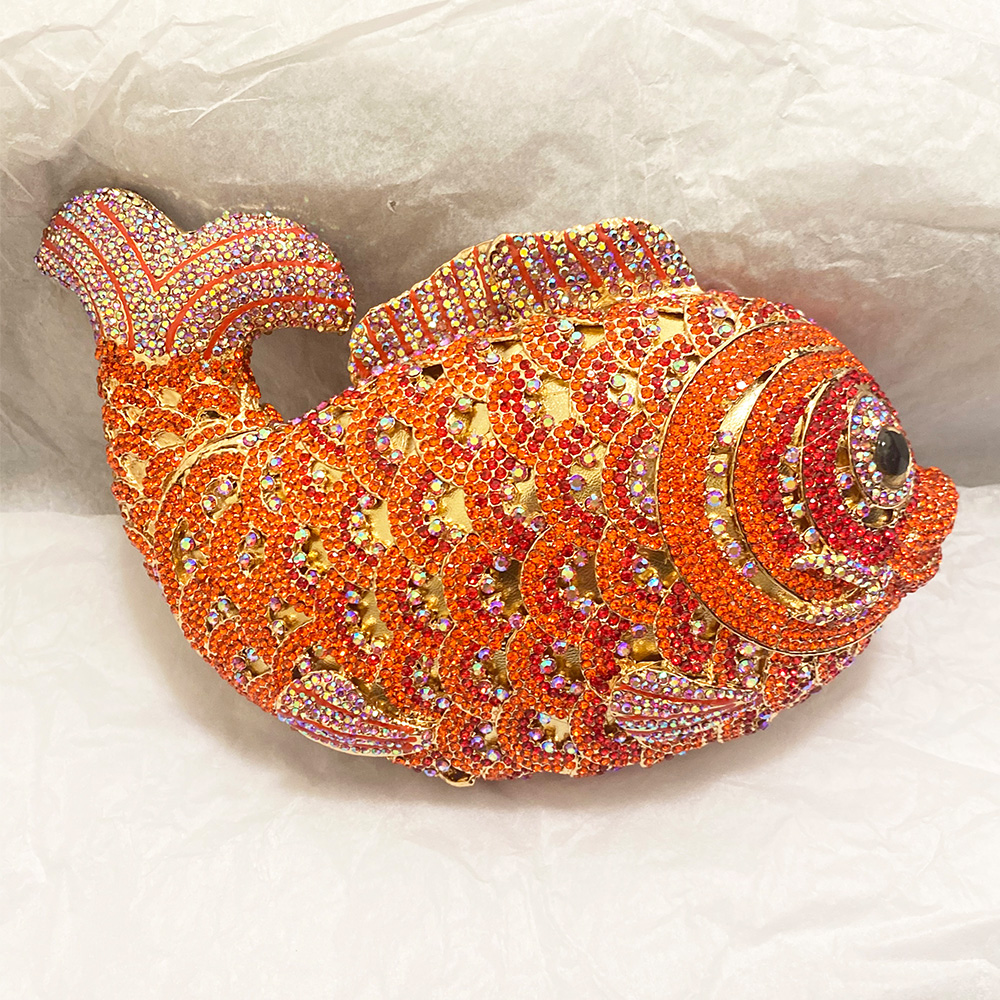 Luxury Bags Mini - Red/Orange Fish Crystal Mini Evening Bag