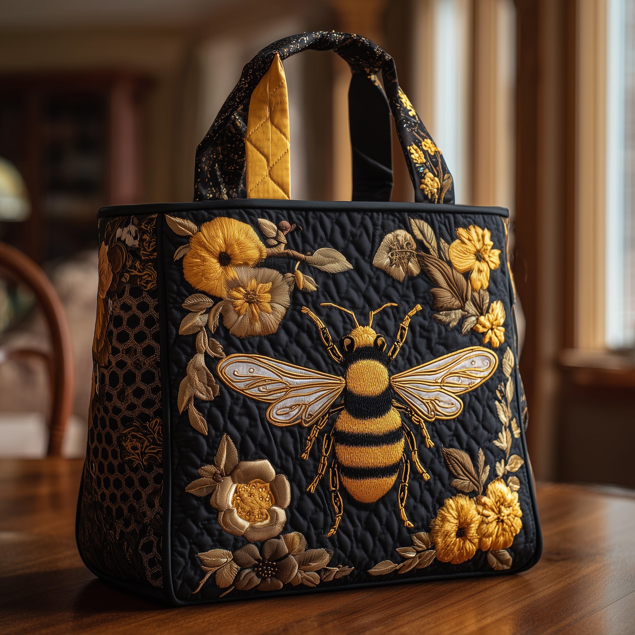 Luxury Black Gold Bee Quilted  - Luxury Quilted Bags avis et prix