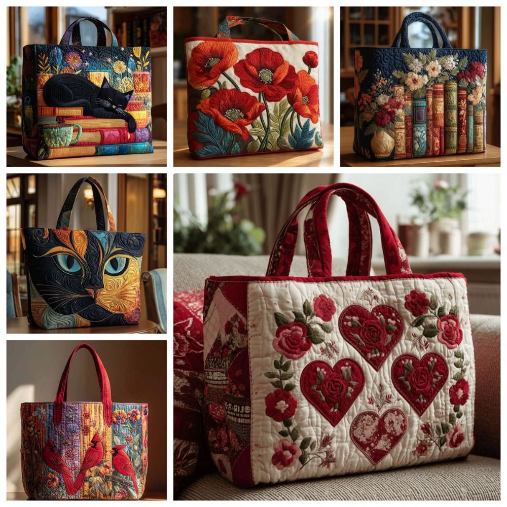 New Cat Pattern Quilted Tote B - Luxury Quilted Bags avis et prix
